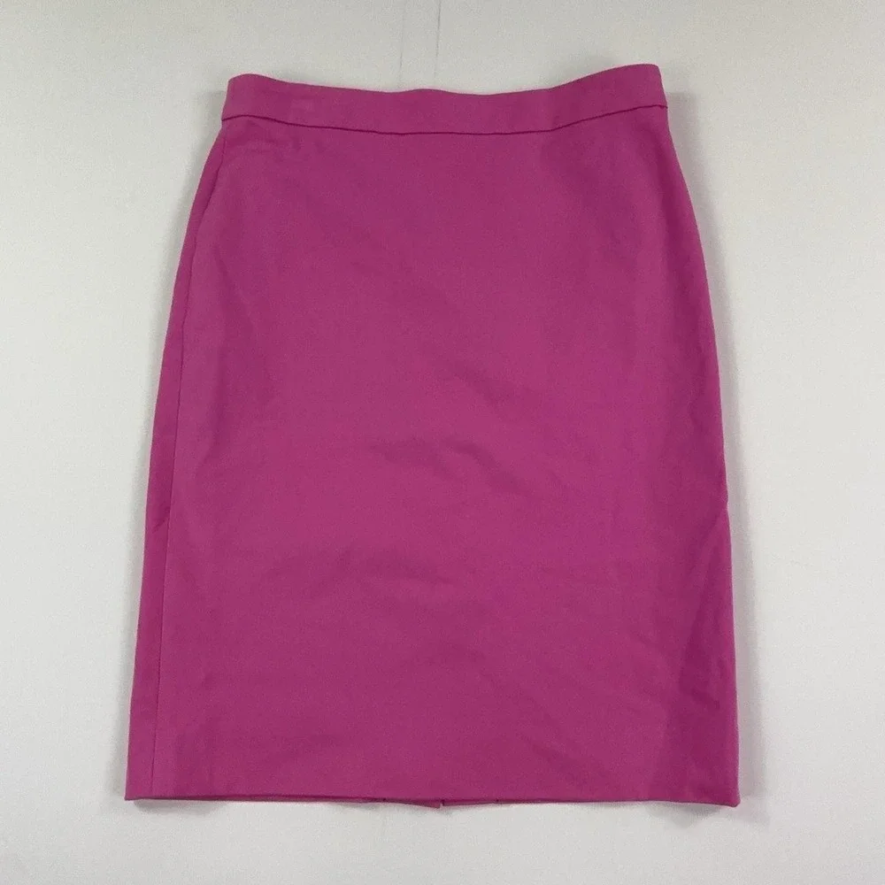 J.Crew No. 2 Skirt Womens 6 Pink Twill Pencil Knee Length Lined Stretch Office